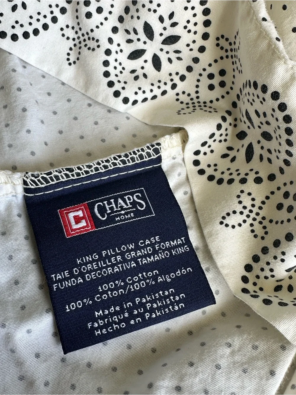 Ralph Lauren Chaps White and Black‎ Polka Dot King Pillowcase French Riviera
